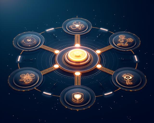 Diagramma stilizzato che mostra come i sistemi di navigazione, droni, dati oceanografici e sicurezza cibernetica si connettono al core centrale RI-Core.